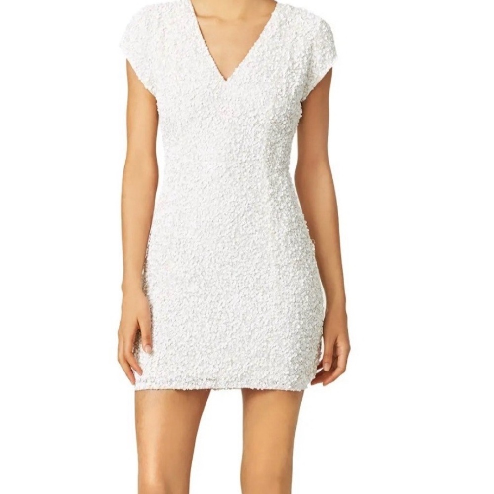 Parker Serena silk white sequin Dress